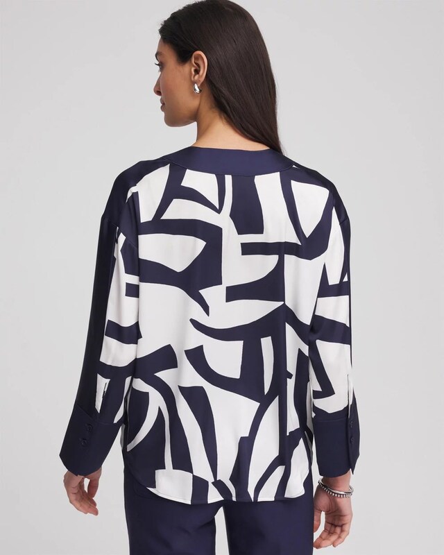 Satin Geo Print Blouse - image 3